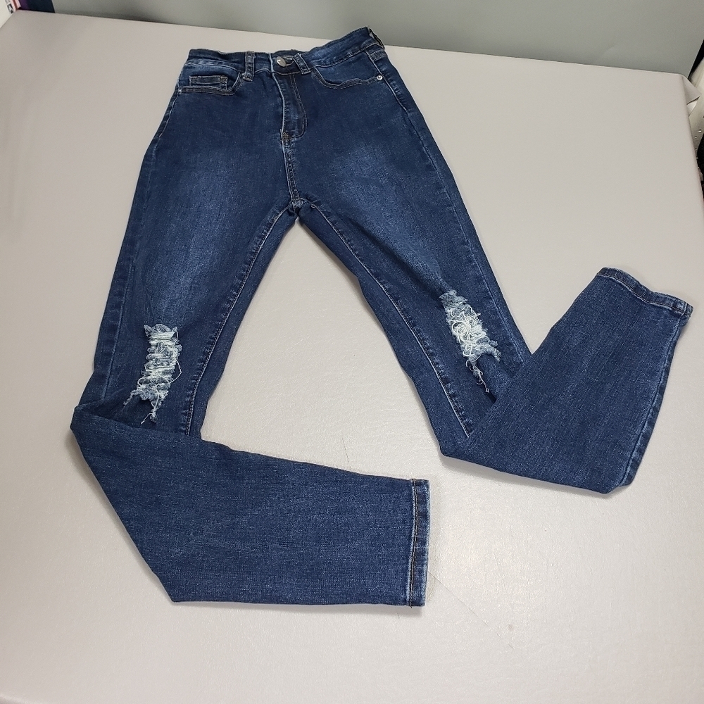 Shein high rise distressed skinny jeans size XS (2)